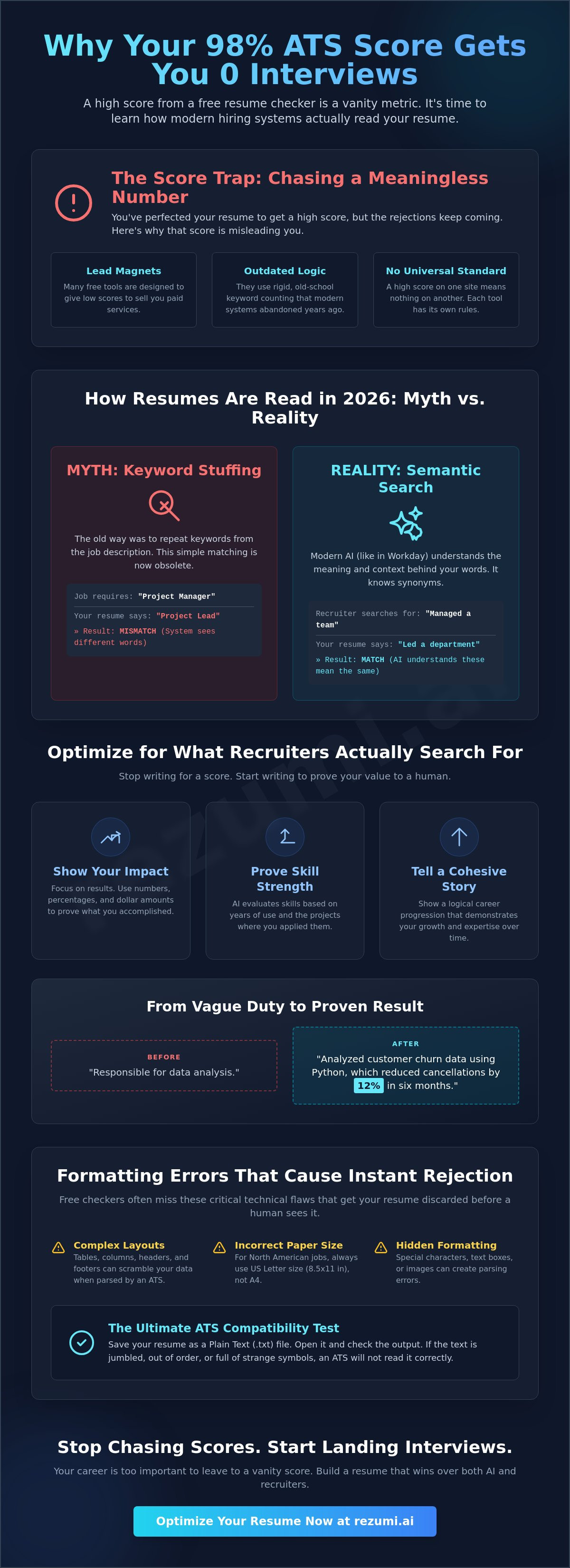 The Truth About Free ATS Resume Checkers: Myths and Realities in 2026 infographic