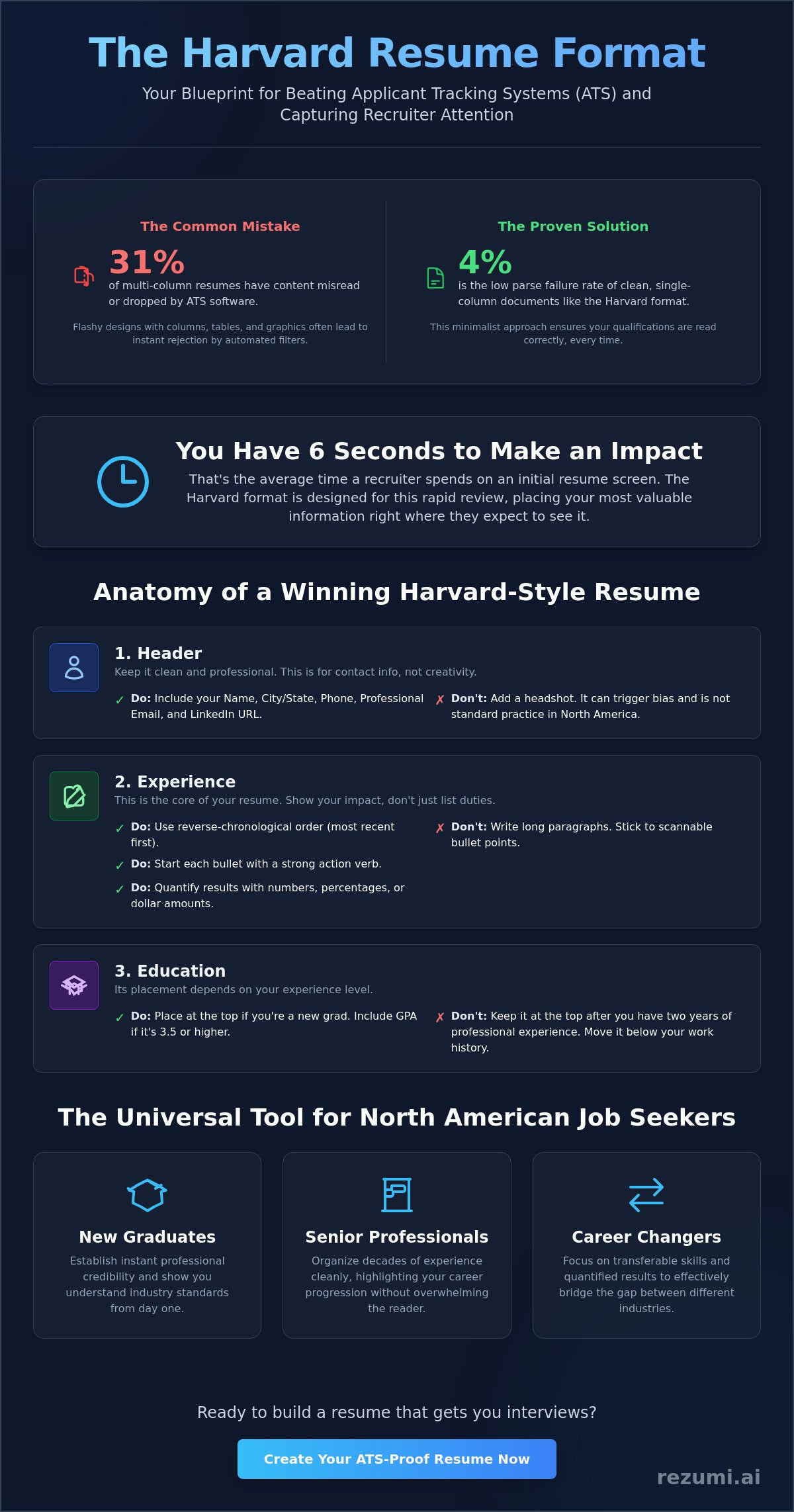 Harvard Resume Format: The 2026 Guide to the Gold Standard infographic