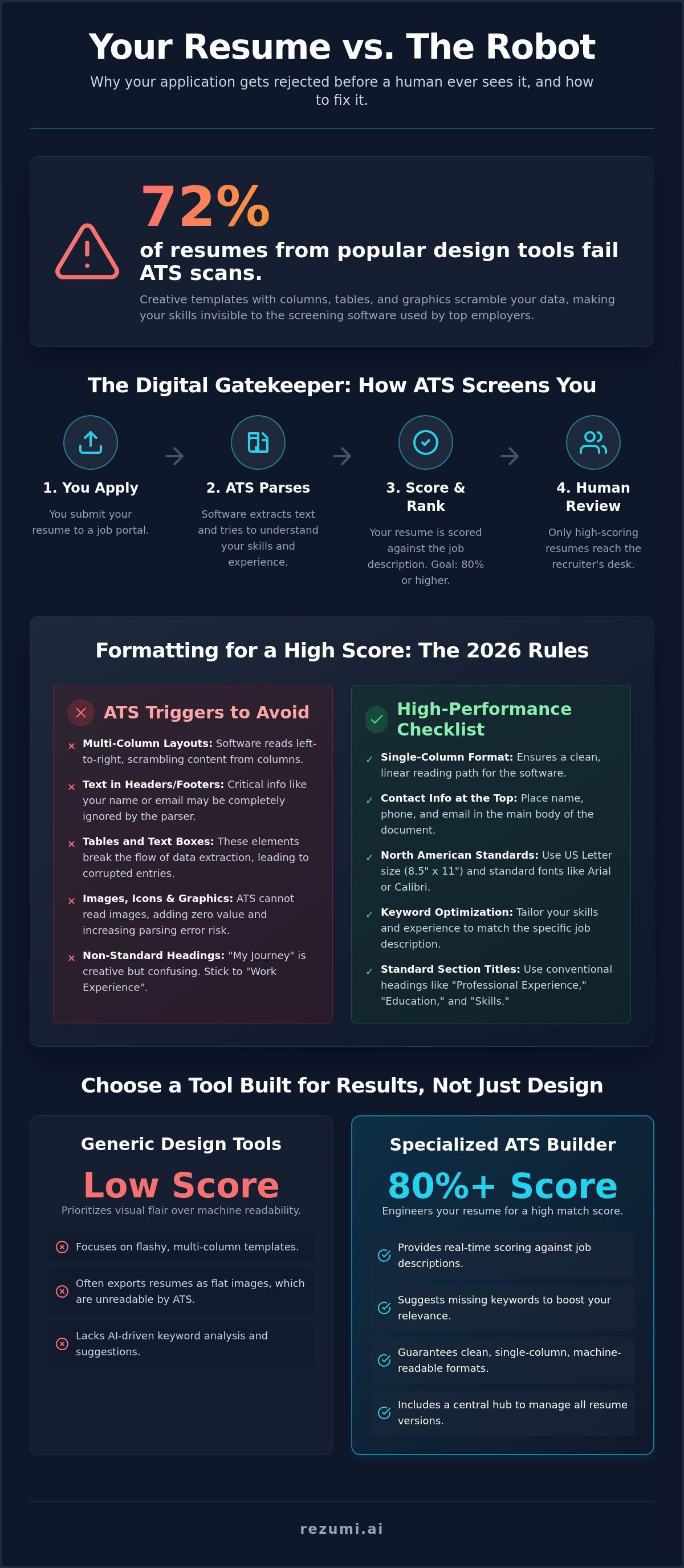 AI ATS Resume Builder: Command the 2026 North American Job Market infographic