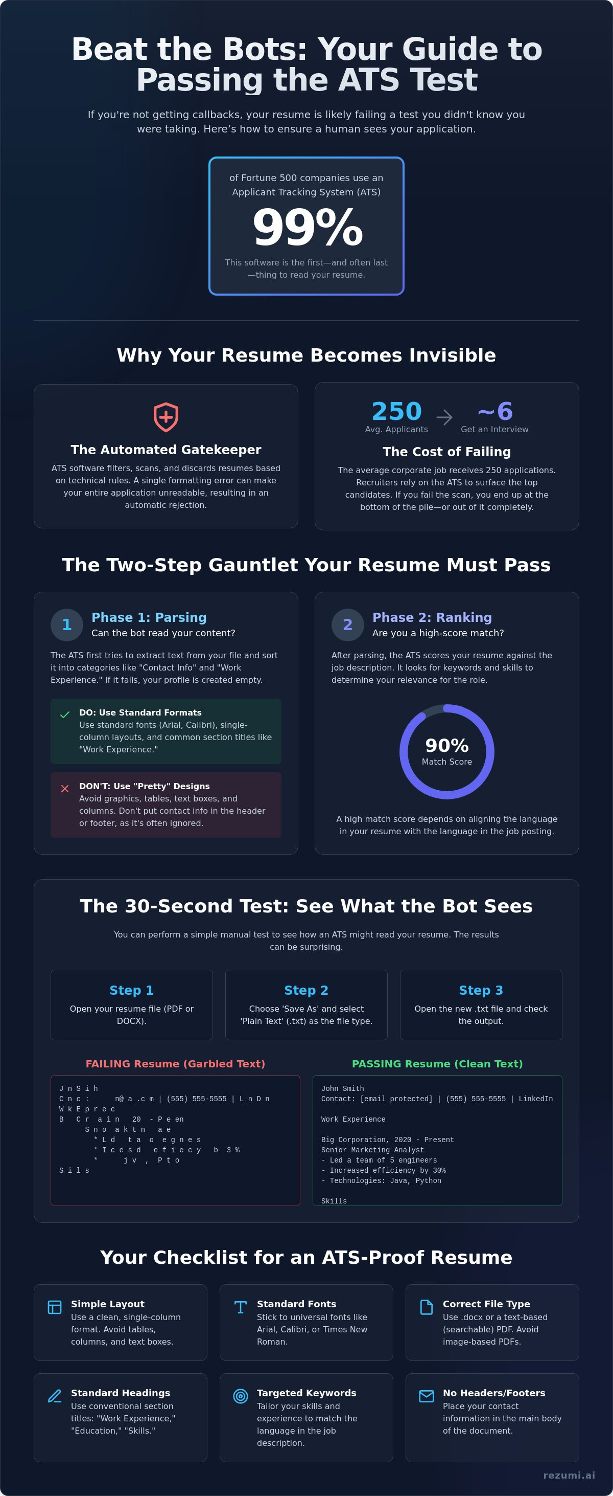 How to Run an ATS Resume Test: Get Your CV Past the Bots in 2026 infographic