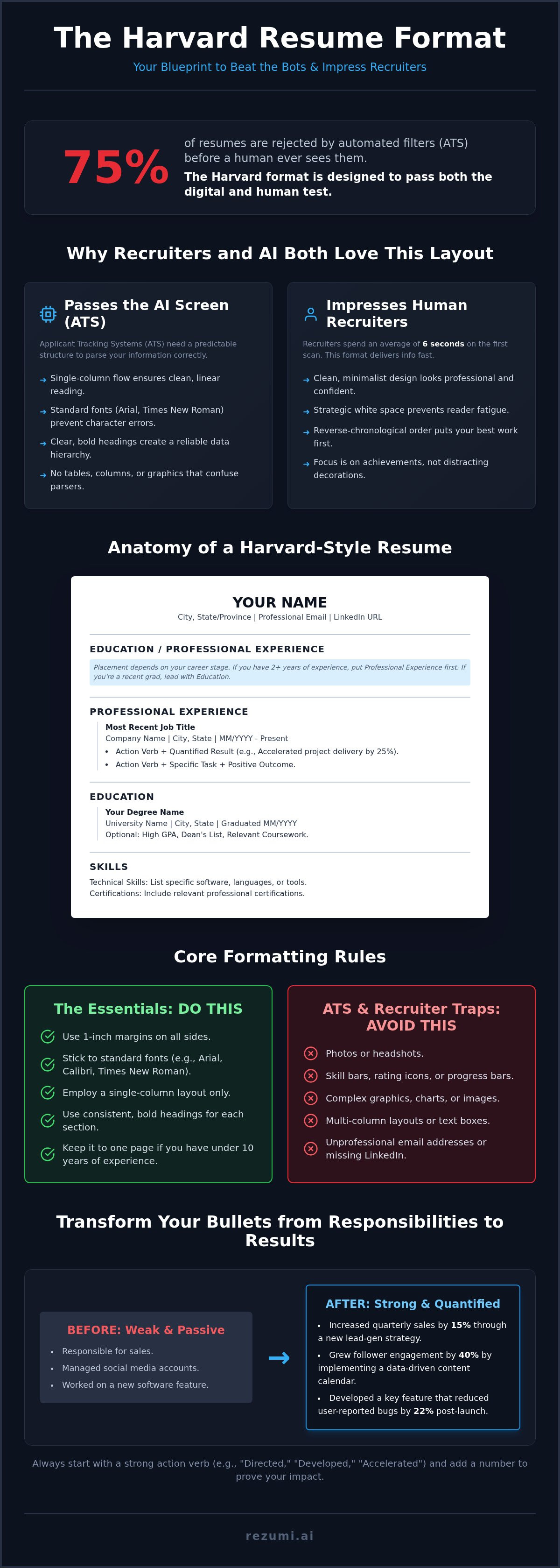 Harvard Resume Format: 2026 Strategic Guide for Job Seekers infographic
