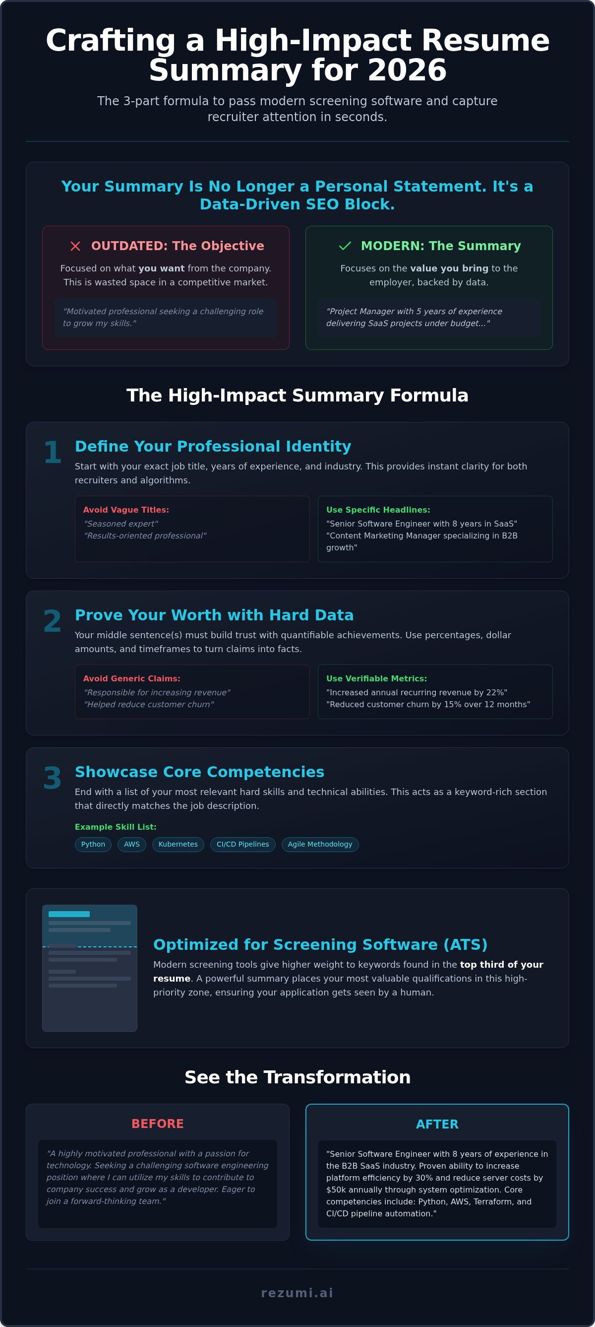 How to Write a Resume Summary That Passes the 2026 ATS Test infographic