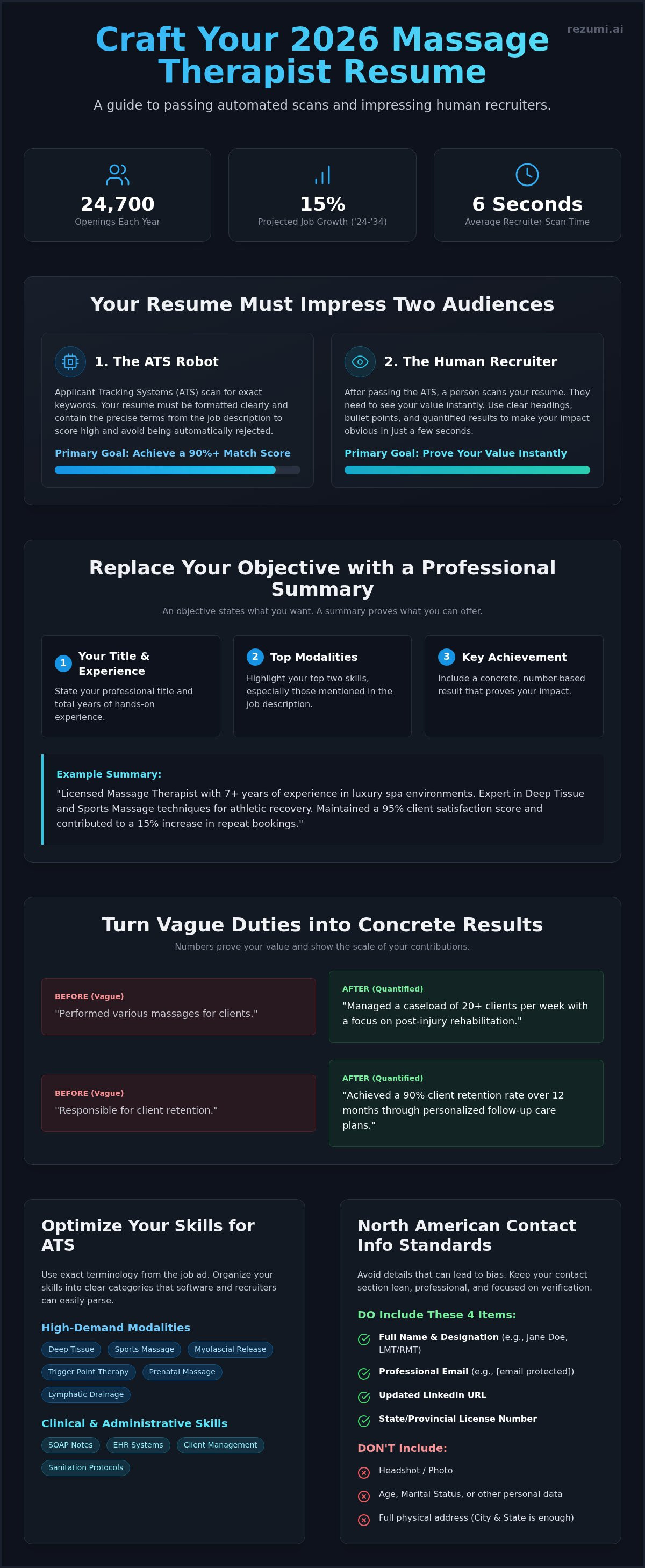 Massage Therapist Resume: The 2026 Guide to Winning More Clients infographic