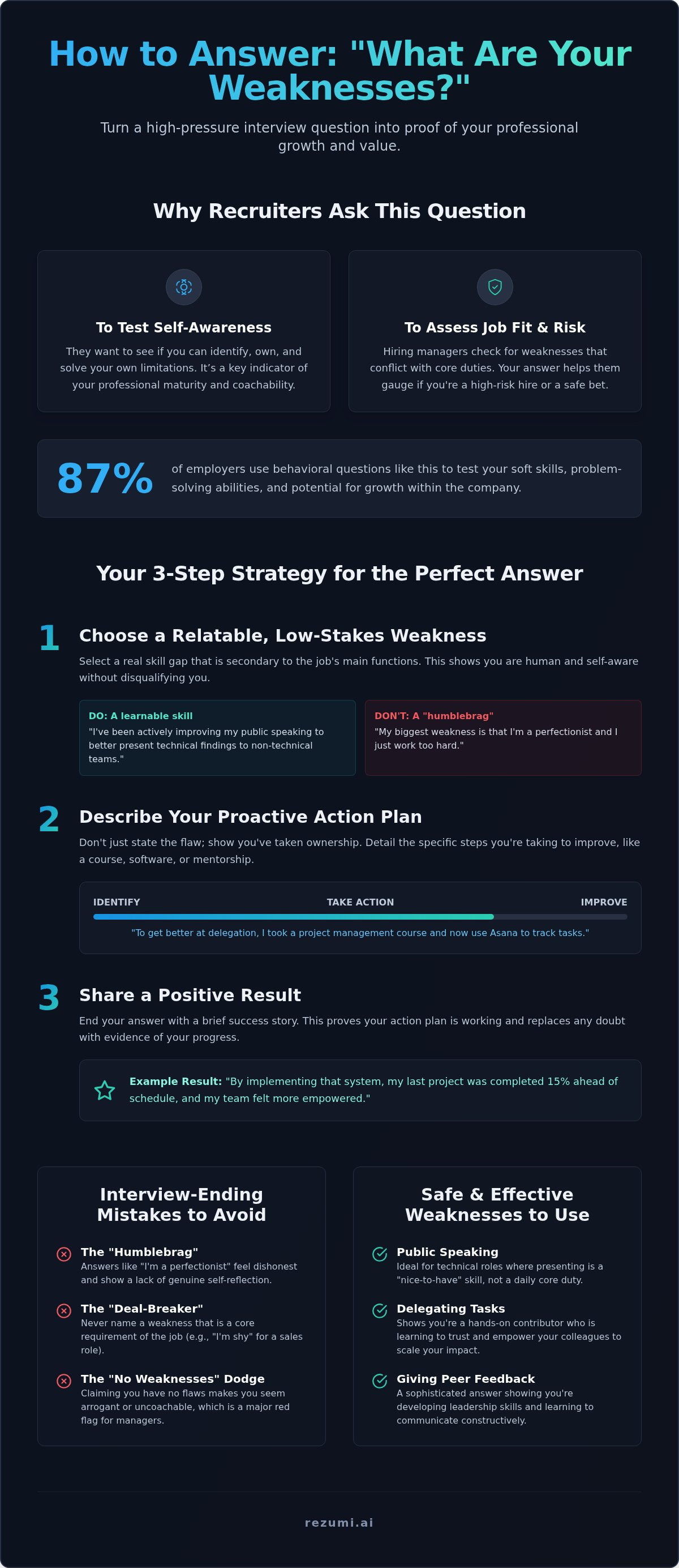 How to Answer What Are Your Weaknesses in an Interview (2026 Guide) infographic