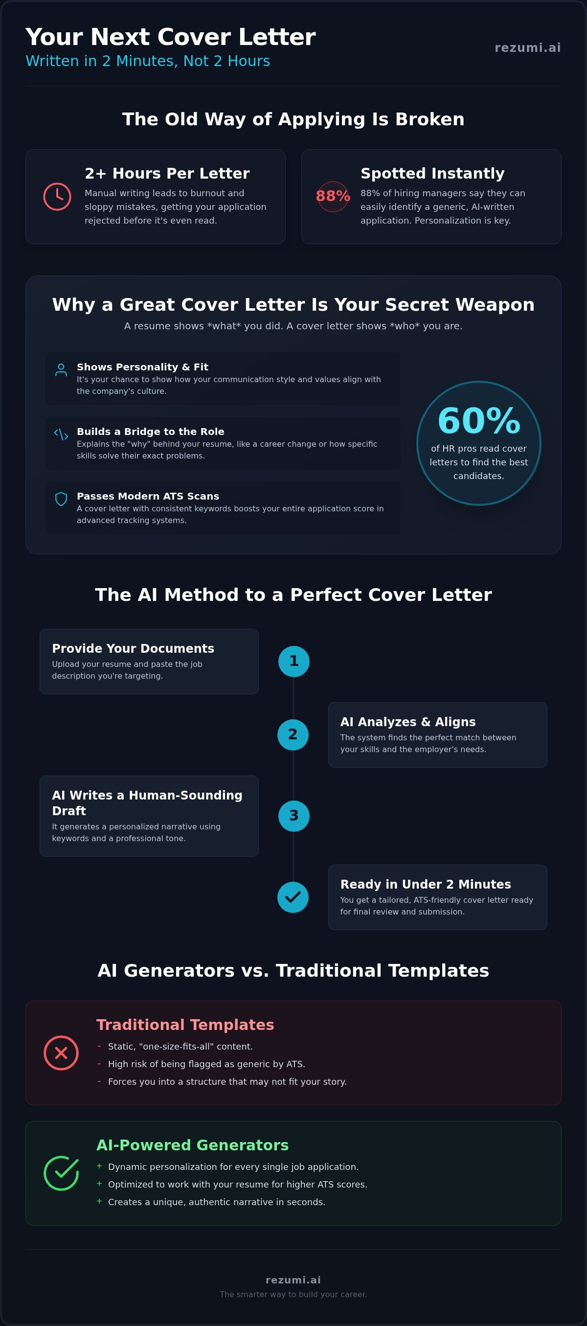 AI Cover Letter Generator: How to Tailor Applications in Seconds infographic