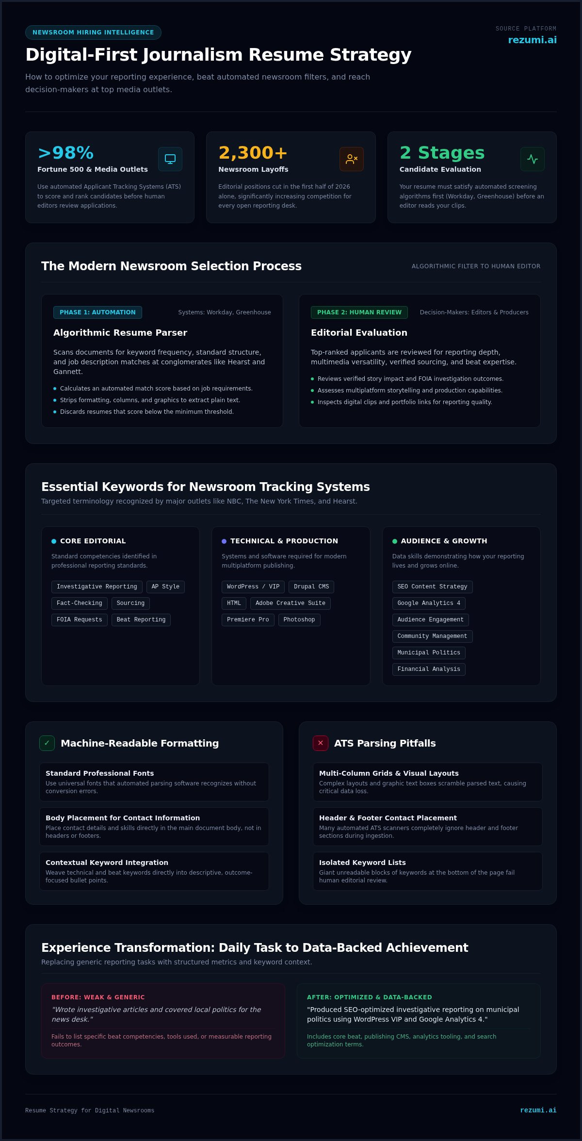 Journalism Resume Development: The 2026 Digital Strategy Guide infographic